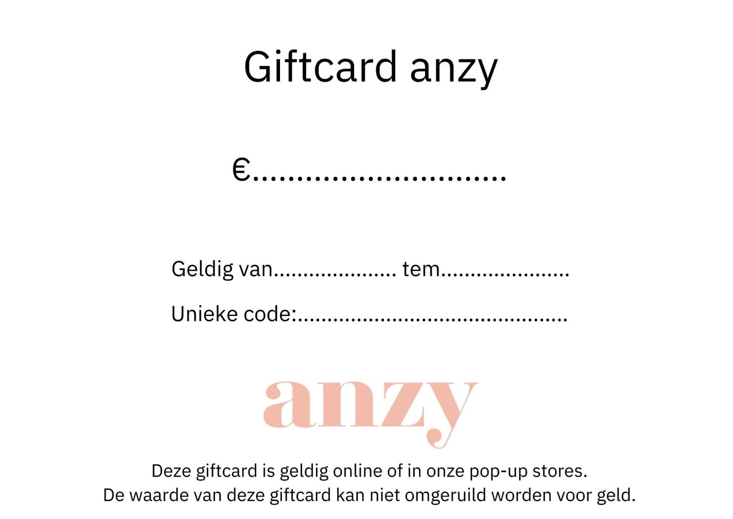 Giftcard naar je thuis opgestuurd!